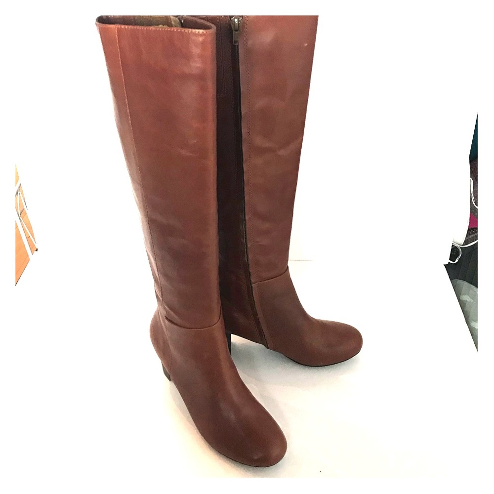 EUC J Jill Brown Leather Zippered Boots 8.5